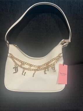 Juicy Couture Cream White Shoulder Bag with Gold Chain Charms